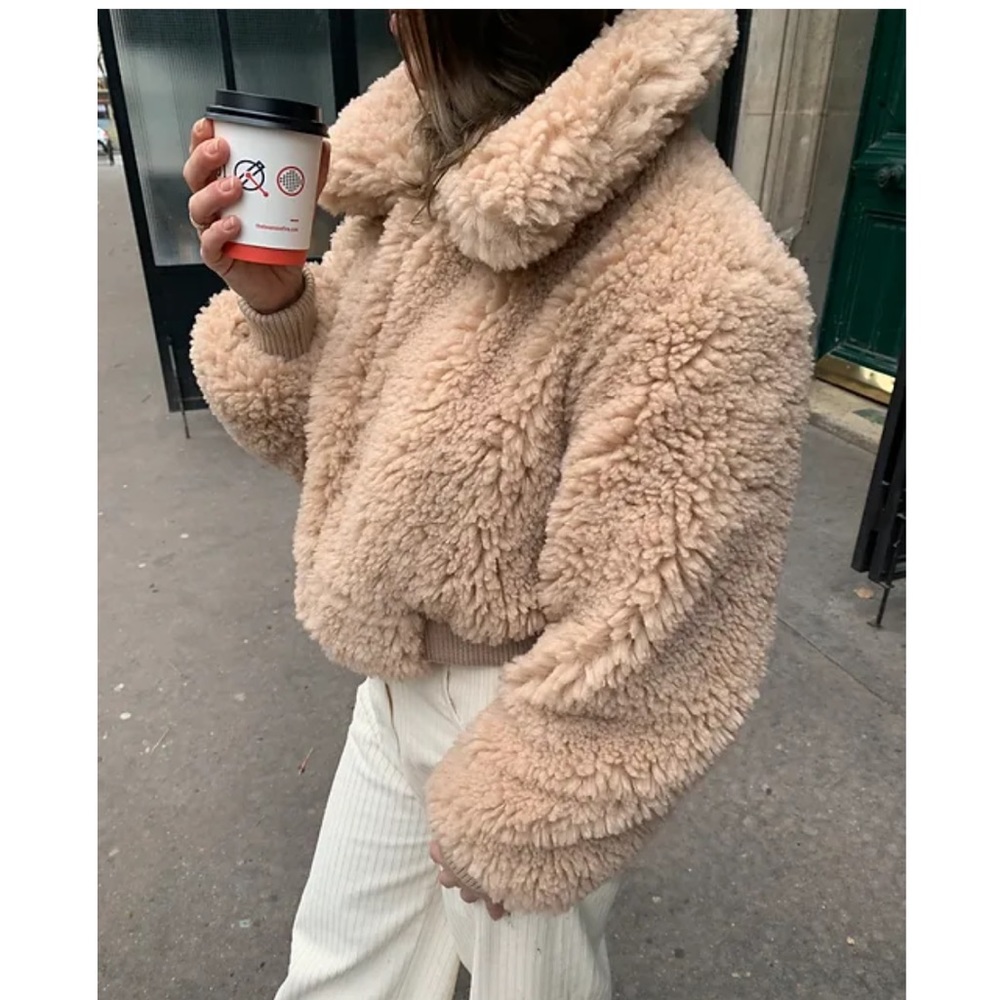 La Fiorentina Faux Fur Sherpa Bomber Jacket